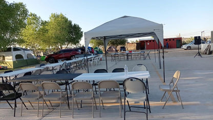 Garden with large trees in Samalyuca